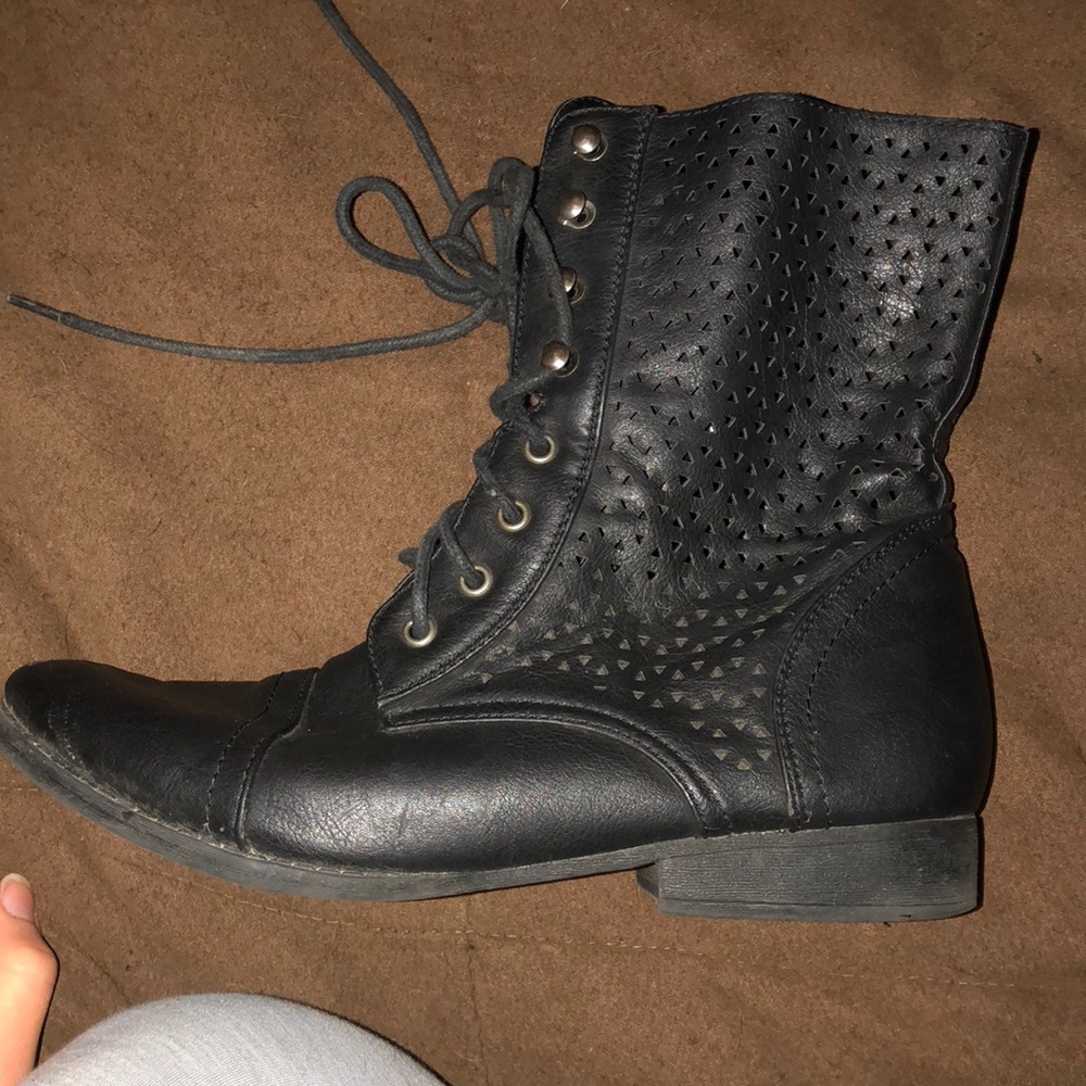 Black combat boots